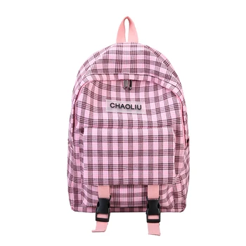 

Canvas Women Plaid Backpack Fashion School Bag For Teenage Girls 15.6 Inch Laptop Rucksack Female Shoulder Bag Mochilas Mujer