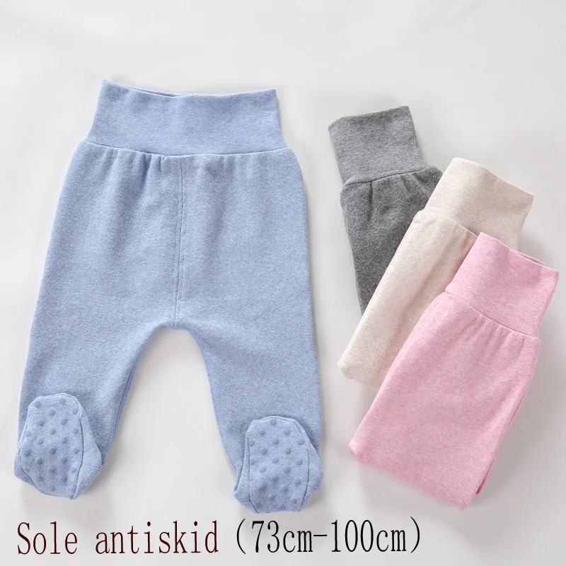 Pantalon unisexe pour nouveau-né, taille haute, en coton, pour bébé garçon et fille, sac à pieds, même chaussettes, Leggings, 0-6-24m
