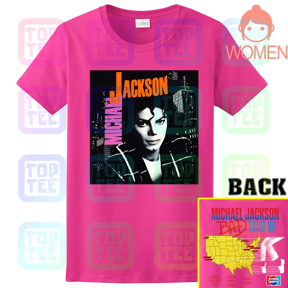 Women Rose Горячая редкий Винтаж Майкл Джексон bad tour 1988 футболка Репринт горячий лучший - Цвет: Women Rose