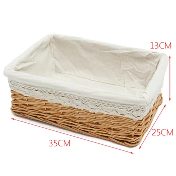 

40*30*16cm Multipurpose Rectangular Wicker Storage Basket with Removable Washable Liner Willow Woven Containers - Size L