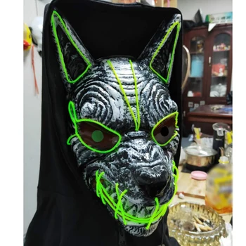 

Halloween LED Streamer Full Face Mask Men And Women Party Wolf Head Ghost Face Clown Horror Glow Mask