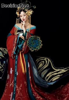 

2020 women hanfu costume lady imperial princess dress chinese trailing fairy outfit folk dance dress ancient tang dynasty clothi