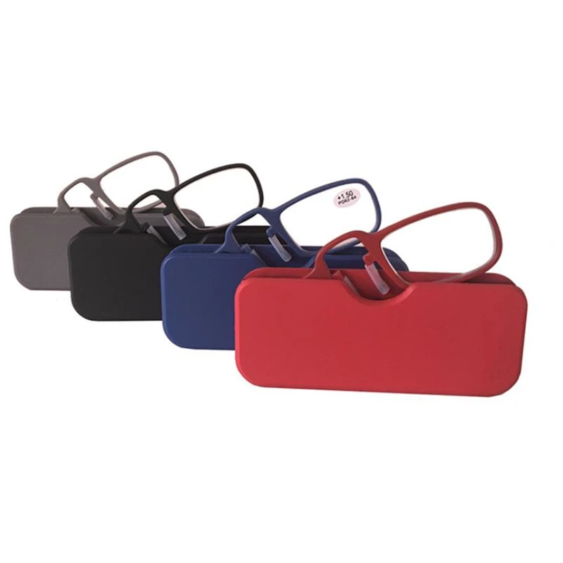 Новые модные очки для чтения с зажимом для носа для мужчин и женщин с футляром, мини Сверхлегкий кошелек, старшая оптика Oculos De Grau Masculino