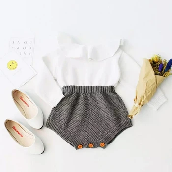 

Winter Romper Newborn Baby Girl 0-24M Long Sleeve Cape Collar Wool Knitting Warm Romper Jumpsuit Playsuit Outwear Baby Clothes