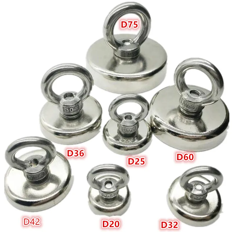 Super Strong Neodymium Magnet Salvage Deep Sea Fishing Magnets Holder Pulling Mounting Pot with Ring Eyebolt | Обустройство дома