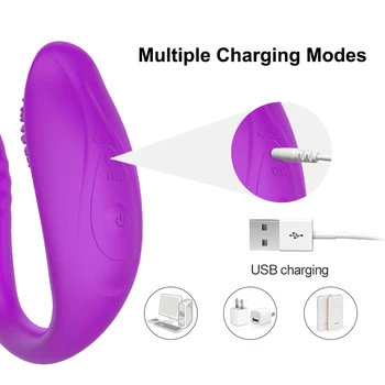 Wireless Remote Control Vibrator Sex Toys for Couples Rechargeable Dildo G Spot U Silicone Stimulator Double Vibrators for Women 4