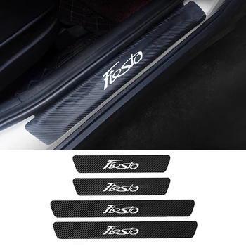 

4pcs For Ford Fiesta MK4 MK5 MK6 MK7 MK8 Car PU Leather Door Sill Guard Stickers Anti Scratch Cover Protector Accessories