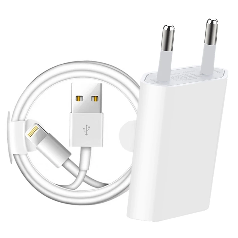 

Kit EU Plug USB Wall Charger + USB Charging Cable for iPhone X XS Max XR 8 7 6 6S Plus 5S 5 SE Mobile Phone USB Chargers Cables