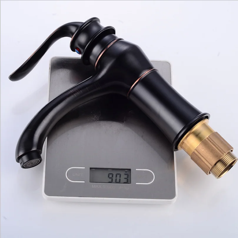 European Black Retro / Electroplating Hot And Cold Water Mixed Washbasin Faucet Home Bathroom Vanity Basin Counter Basin Tap