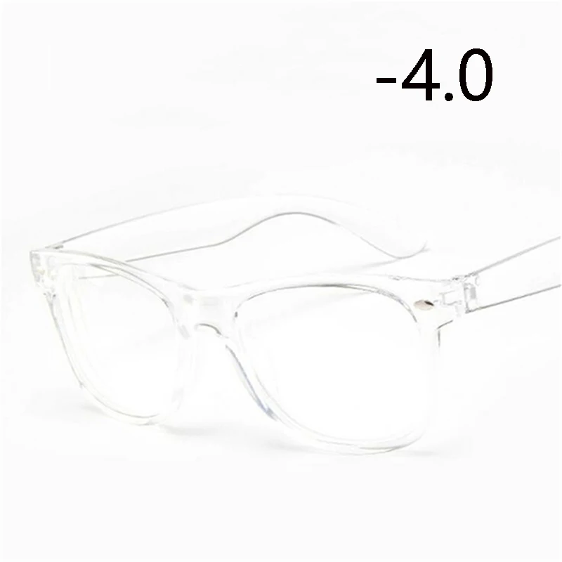 Женские, мужские, студенческие близорукие очки, прозрачная/черная оправа, диоптрий, очки-1-1,5-2-2,5-3-3,5-4,0-6,0 - Цвет оправы: Myopia 400 (-4.0)