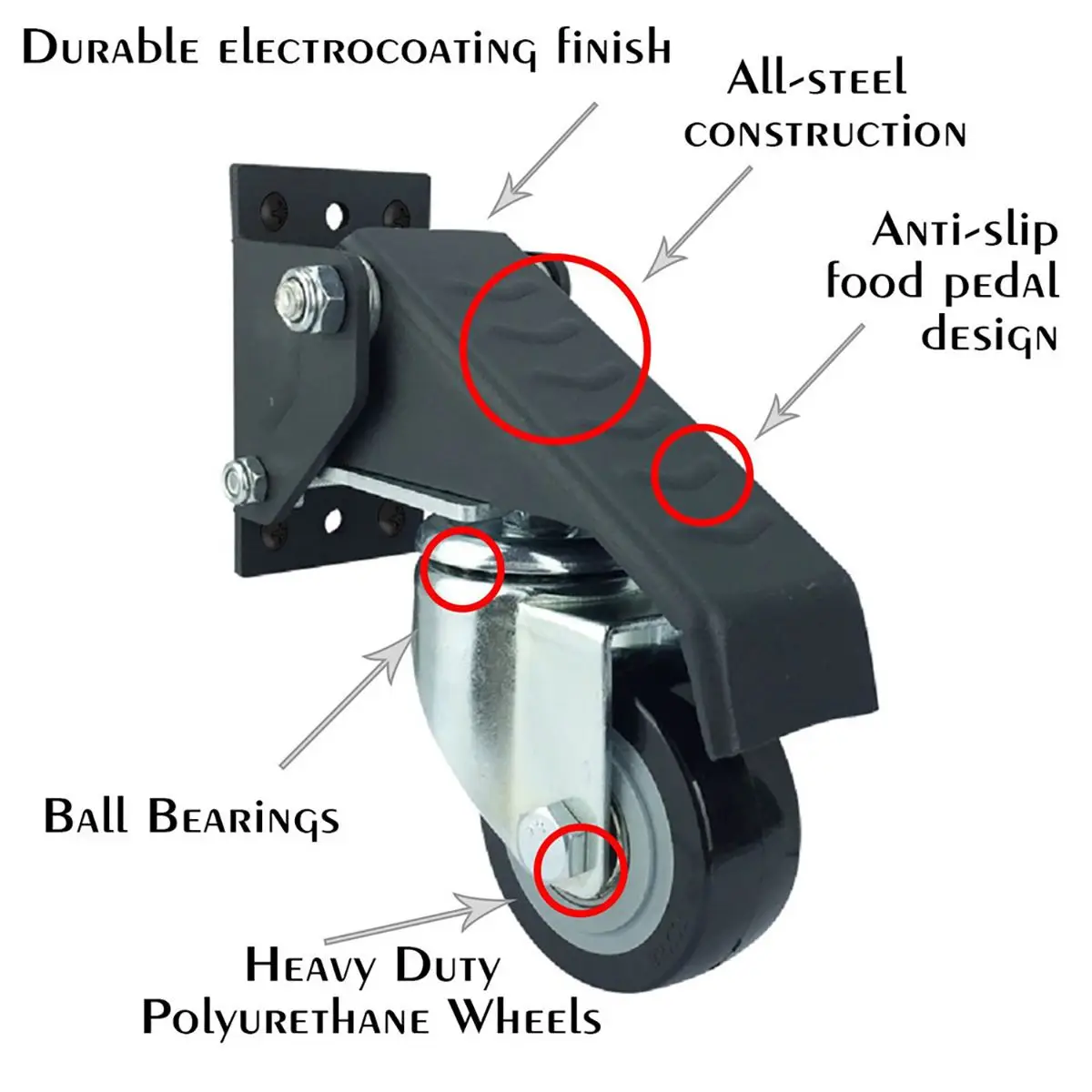 Details about   Durable Workbench Caster Wheel Set w/ 400lb Capacity & Nonslip Foot Pedal 4ct 