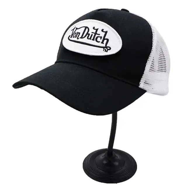 Logo Embroidery Patch Vintage Mesh Solid Foam Trucker Cap by Von Dutch AG 69-4white