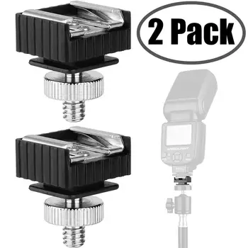 

2Pack Flash Hot Shoe Mount Adapter to 1/4 Thread Hole with 1/4"-20 Male to 1/4"-20 Male Tripod Screw Adapter for Flash Holder Br