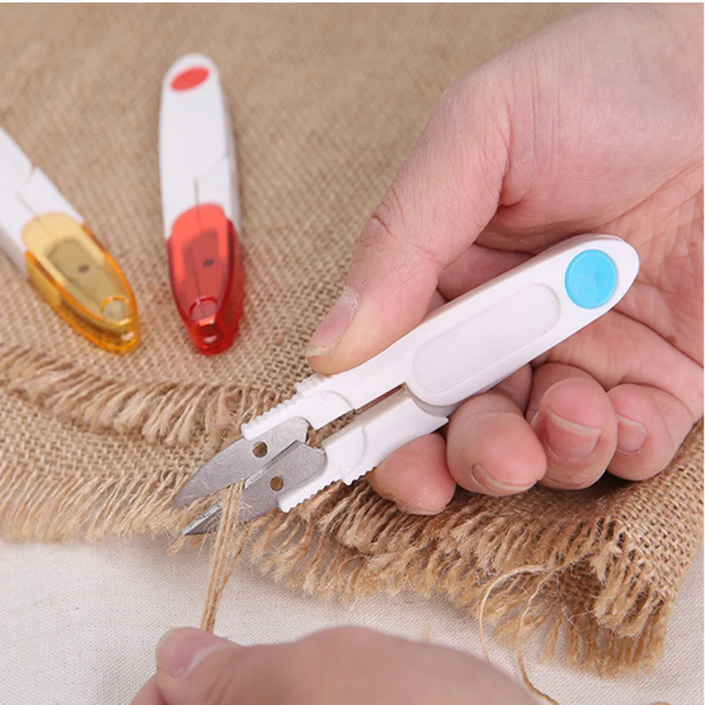 

U-shaped Stainless steel Scissors wHome Mini Cross-stitch Embroidery Clipper Snip Thread Cutter Scissor +Safe Cover