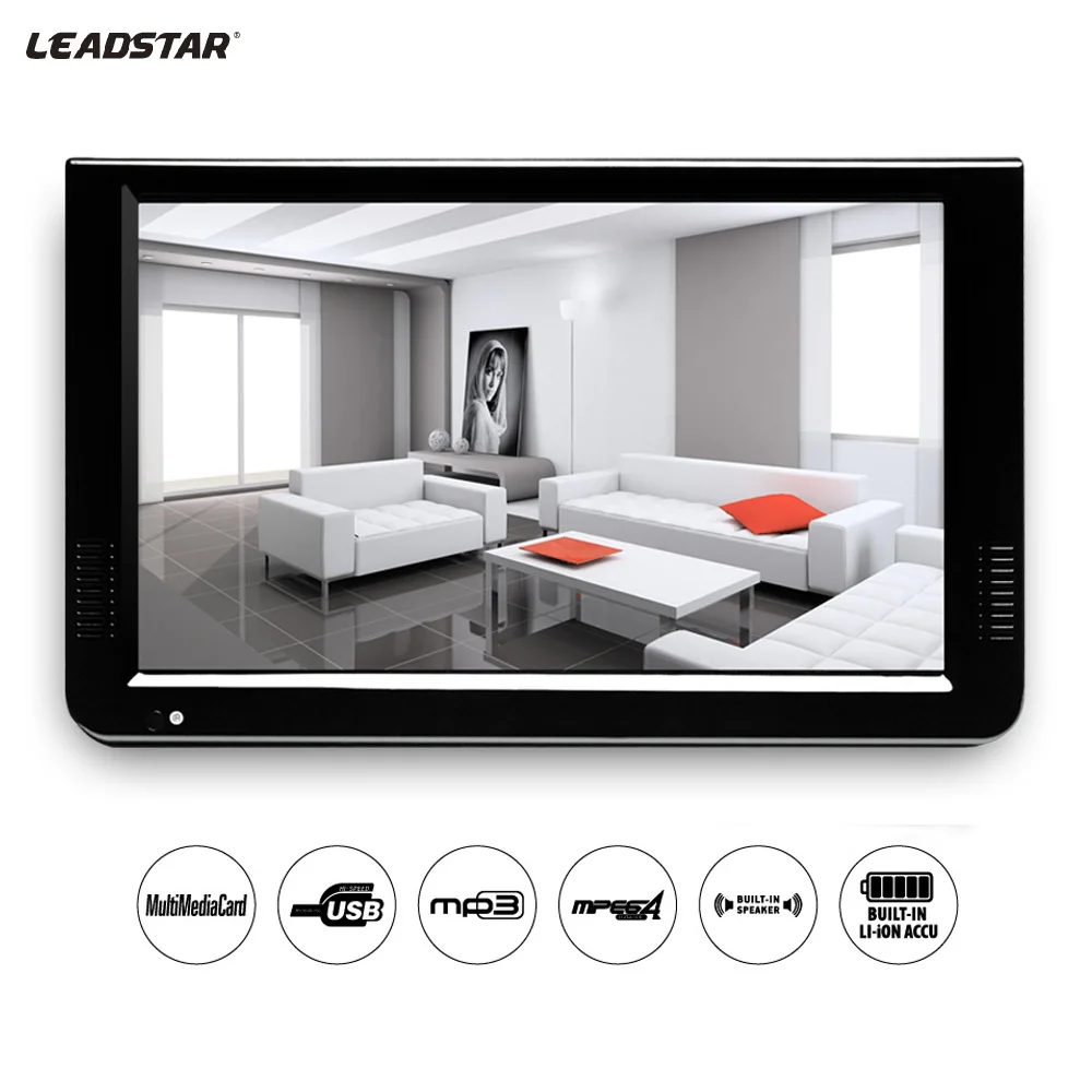 10 "HD Portable Digital and Analog Mini Car TV Supports USB SD MP4 H.265 AC3DVB-T2 ATSC ISDB-T TDT