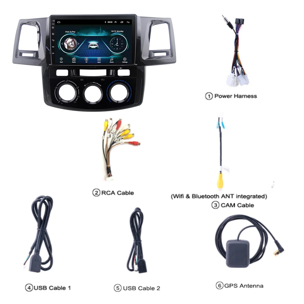 Discount Car Radio for toyota Fortuner Hilux 2007-2015 Android 8.1 HD Touch Screen 9 inch with Bluetooth USB support SWC rear view cam 1