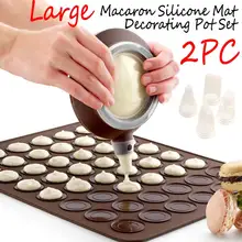 2 pc/set grande macaroon kit macaron silicone esteira antiaderente conjunto de molde de cozimento 48 capacidade macaron pot bolo decoração suprimentos
