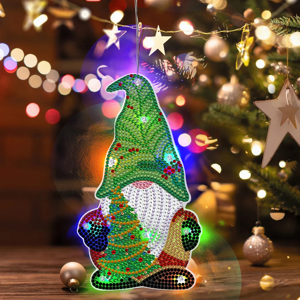 DIY Diamond Painting LED Night Hanging Light Goblin Christmas Tree