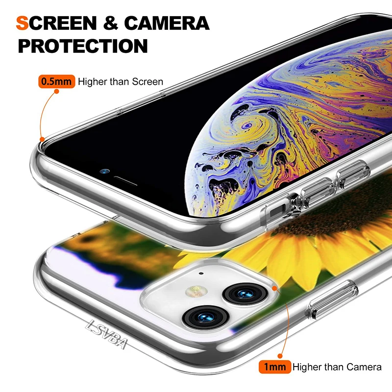 Силиконовый чехол из ТПУ для iPhone 11 Pro XS Max XR X с подсолнухом 8 7 6S 6 Plus