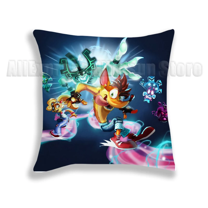 Crash Bandicoot On the Run! Pillow Case Crash Cushion Cover 45*45cm Polyester Pillow Cover Home Decorative No Pillow Insert 2
