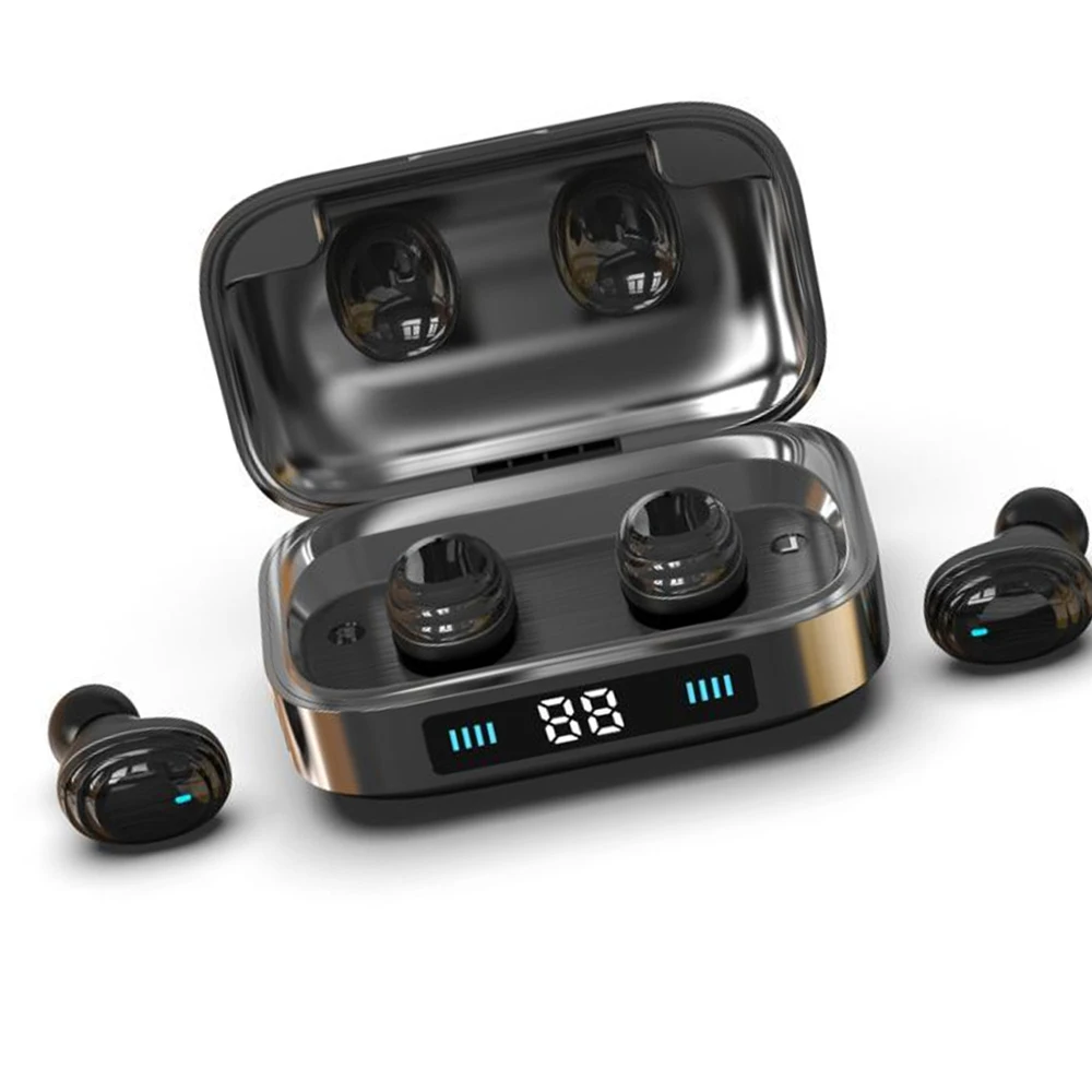 

TWS Bluetooth Earphone 5.0 Wireless Bluetooth Earbuds 9D Stereo Music Headset Touch Control LED Display With Charging Box
