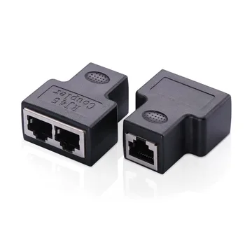 

Black RJ45 Splitter Adapter 1 to 2 Dual Female Port CAT5/CAT 6 LAN Ethernet Sockt Network Connections Splitter Adapter
