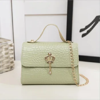 

Women Lightweight Solid Color Crossbody Bag Ladies PU Leather Shoulder Bag with Classic Crocodile Pattern Faux Portable Handbags