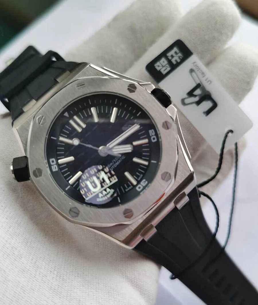 U1 Factory Luxury Brand men watch black strap automatic self-wind Luminous top quality royal-oaks watches AAA+ 1：1 afbeelding