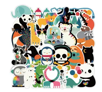 

100pcs/pack colorful animal comic stickers bicycle motorcycle luggage refrigerator guitar skateboard toy stickers