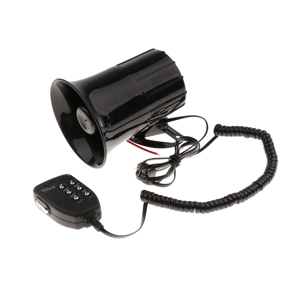 Easy Install Safety 12V Car Horns 6 Sound Siren Megaphone Speaker MIC 50W