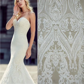 

New French Nigerian sequins net lace,African tulle mesh Sequence lace fabric high quality for wedding dress 5yards/lot M10591