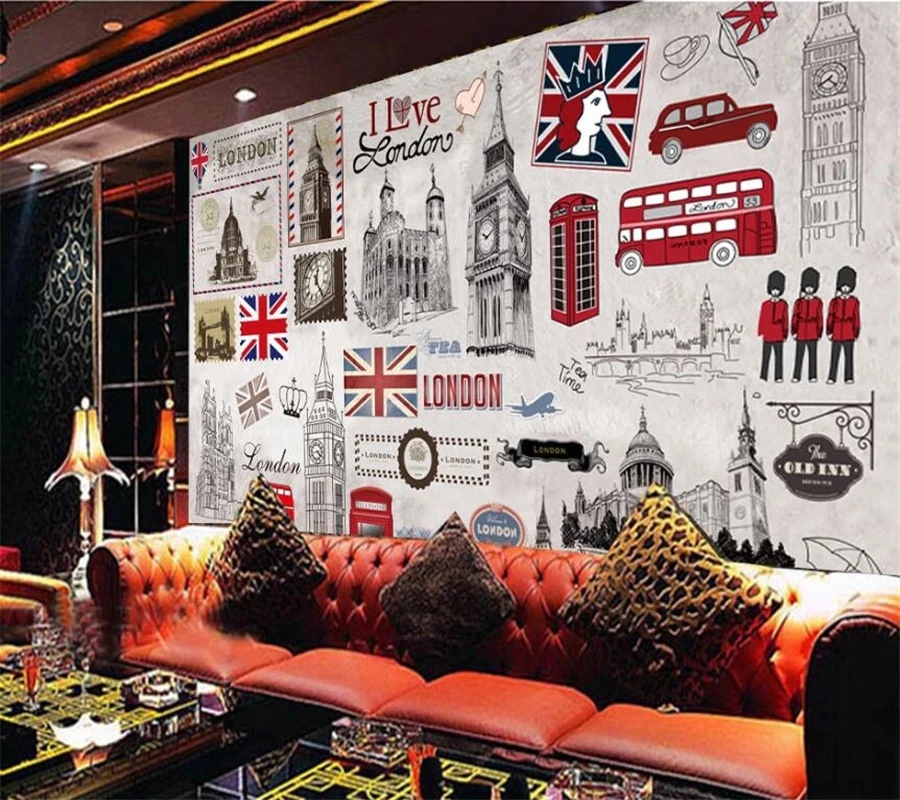 Beibehang-Customized-large-murals-fashion-home-decoration-retro-nostalgic-British-European-KTV-bar-coffee-background-wall (4)