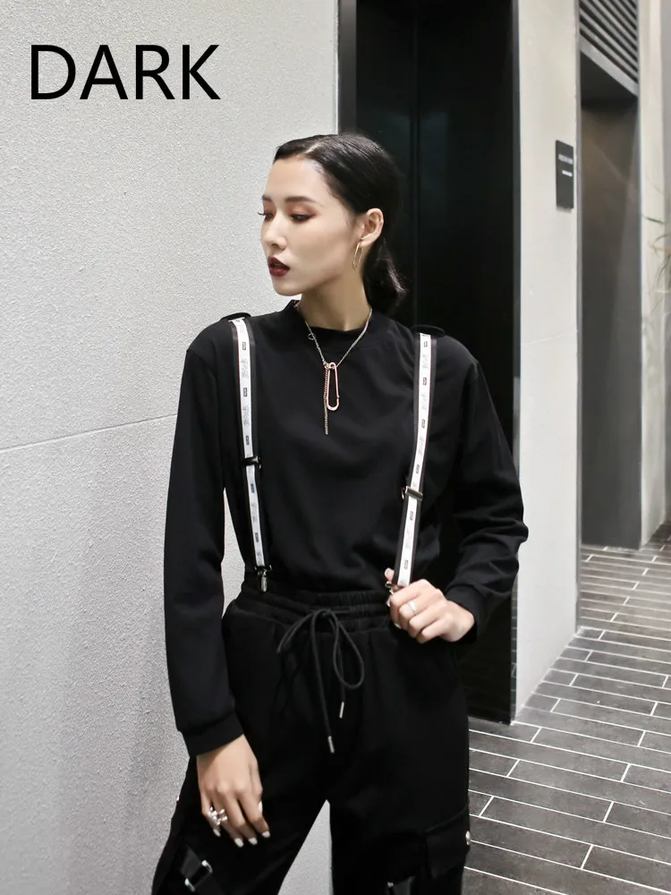 

T-shirt Women 2020 Autumn New Loose Round Neck Hedging Base Long Sleeve Tide Ins Design Super Fire Strap Top