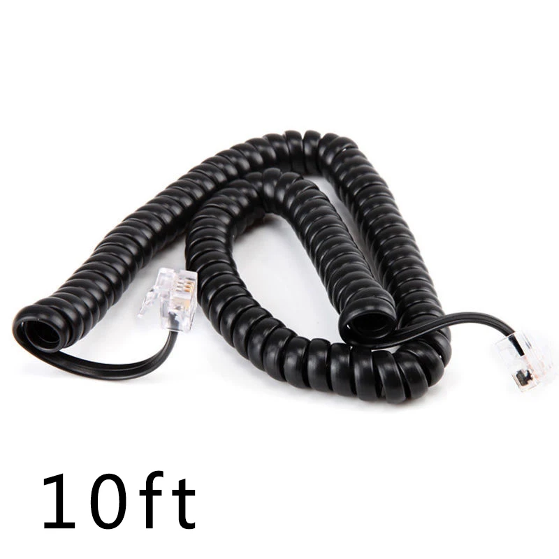 Senza Marca Cavo Spirale Per Telefono Fisso Portatile - 6 Piedi (182 Cm), Colore Nero, Connettori 4P4C Universali Cavo A Riccio 6 Piedi Nero - Foto 7