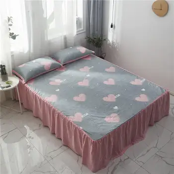 

1 Pcs Bed Skirt Bedding Sheet King Queen Size Bed Sheet Cotton Bedsheets Printed Flat Sheet 150*200/180*200/200*220cm