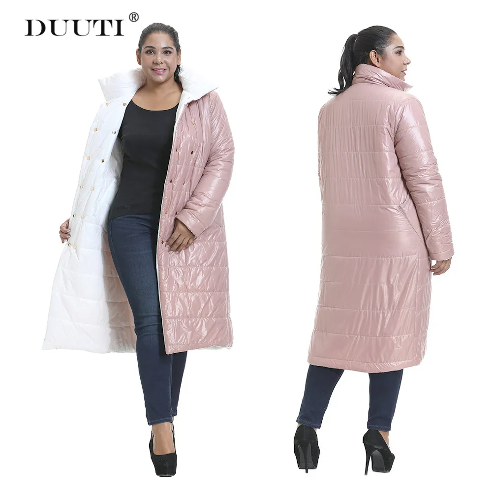 

Winter Double Sided Cotton Coat Women Plus Size Warm Double Breasted Long Jacket Fashion Thick Snow Parkas Outwear Female D30