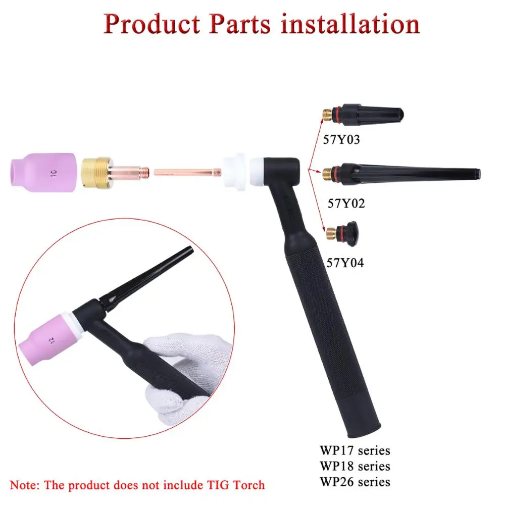 TIG Welding Torch Large Long Gas Lens & Alumina Cup For WP17 WP18 WP26 TIG Collet Bodies Spares Kit Accessories 9Pcs gas torch,welding torch