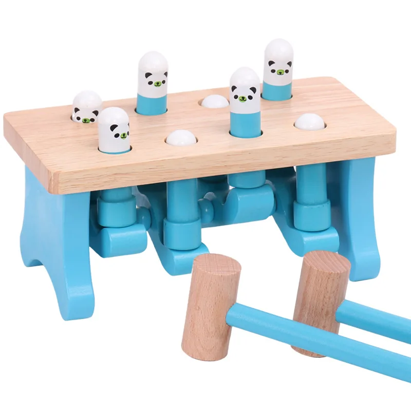 

Wooden Knock Beat Trapeze Children Intelligence Educational Toy-Click Pile Music Knock Taiwan Logs Knock Play Hamster Piling Mac