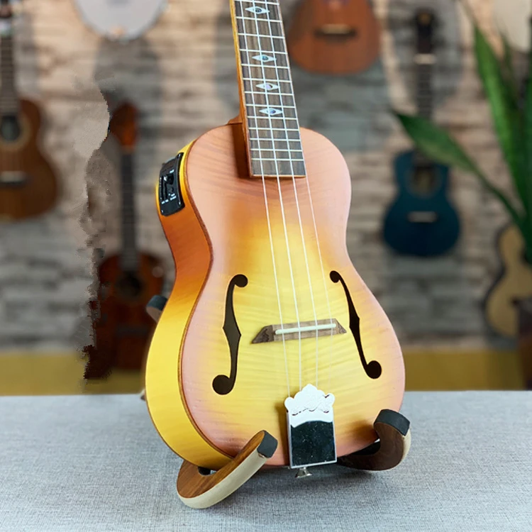 Джазовая укулеле 23 дюйма All Maple Mini Electri концертная акустическая гитара 4 струны Гавайская звукосниматель для путешествий музыкальная гитара - Цвет: Цвет: желтый
