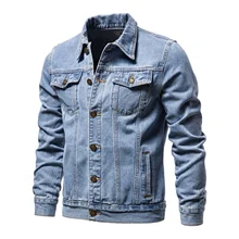 

2021NEW New 2021 Cotton Denim Jacket Men Casual Solid Color Lapel Single Breasted Jeans Jacket Men Autumn Slim Fit Quality Mens