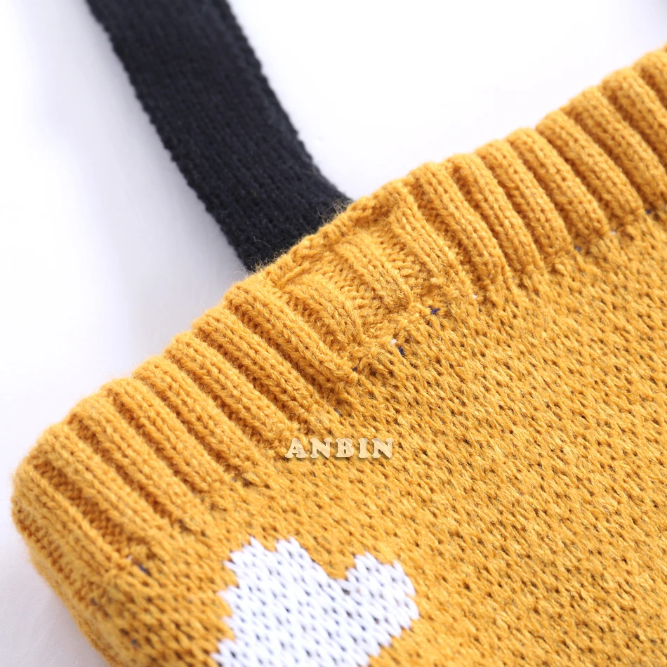 Winter Female Shoulder Bag for Women Knitted Cartoon Pattern Top-handle Tote Teen Crochet Casual Cute Stylish Shopping Handbag