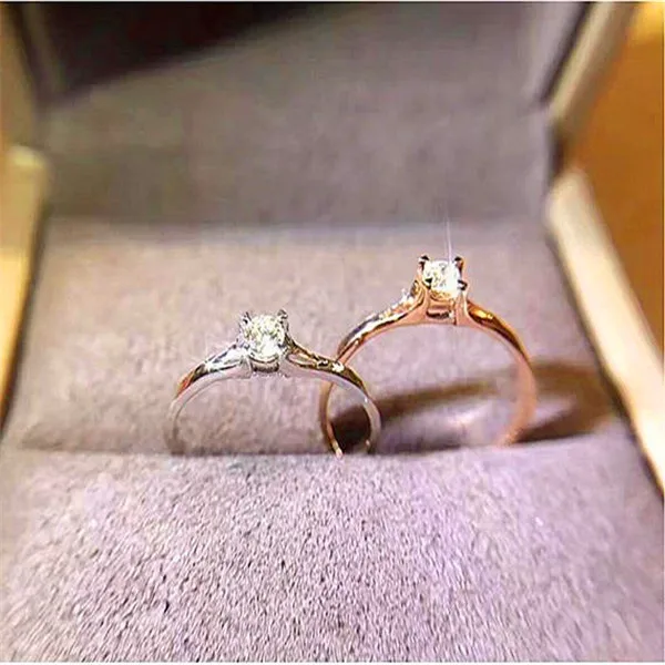 

Luxury Female Crystal Zircon Stone Ring Cute Small 925 Silver Rose Gold Color Finger Ring Promise Engagement Rings For Women
