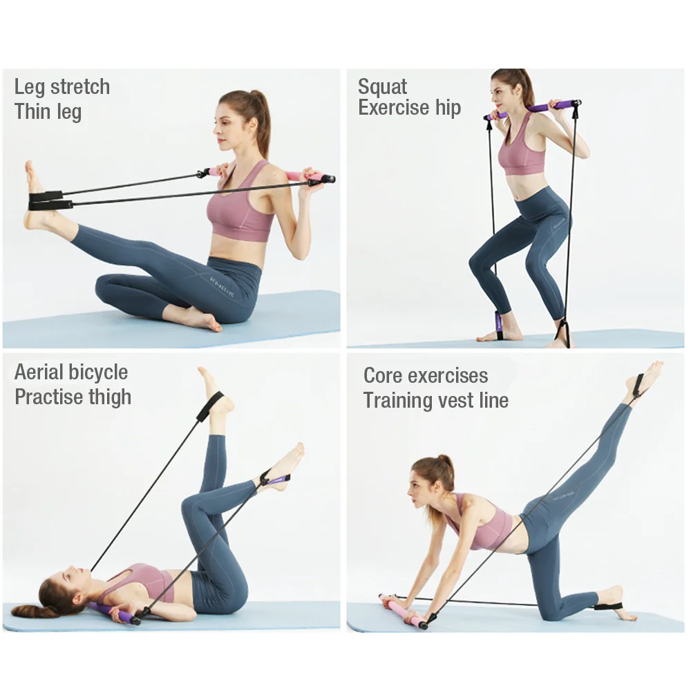 Purple Portable Pilates Exercise Stick with Foot Loop Yoga Exercise Bar for Stretch Twisting Yoga Body Shaping AOAUUKO Pilates Bar Kit with Resistance Bands Purple Portable Pilates Exercise Stick with Foot Loop Yoga Exercise Bar for Stretch Twisting Yoga Body Shaping AOAUUKO Pilates Bar Kit with Resistance Bands