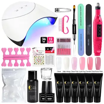 

36W UV Lamp Poly Gel Set For Manicure Kit 6 Colors Nail Gel Polish Kit With Nail Drill Machine Nail Polish Kit Acrylic Kit Nail