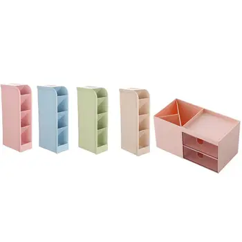 

1x Multifunctional Plastic Pen Holder Desk Organizer Cosmetic Storage Box Pink & 4x Pencil Organizer