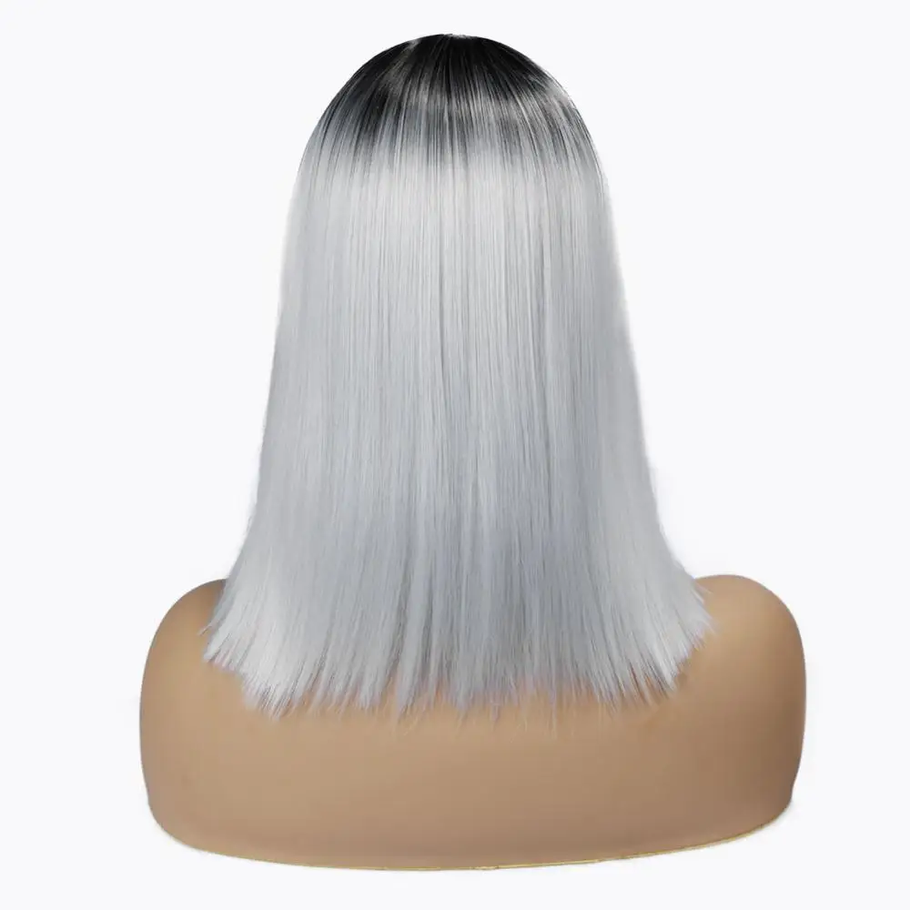 HANNE синтетические короткие прямые парики для черных или белых женщин Омбре коричневый/Блонд/розовый средняя часть натуральных волос - Цвет: T1/27