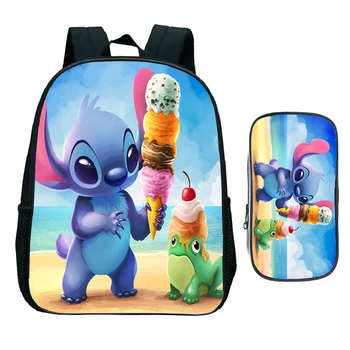 

Cartoon Cute Stitch Kindergarten Backpack with Pen Bag 2pcs Set Kids How to Train Your Dragon Schoolbag Children Pikachu Bookbag