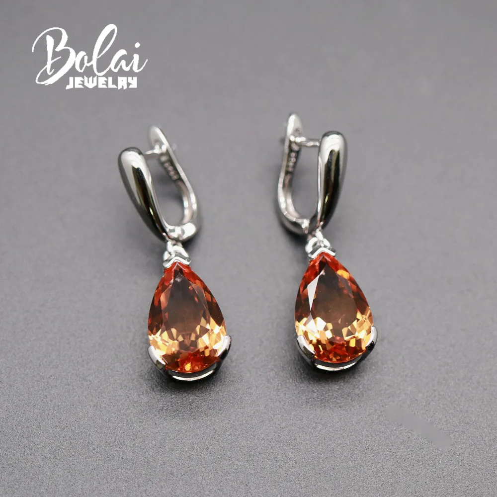 Bolaijewelry, серьги из зултанита, 925 пробы, серебро, ювелирные изделия, груша 10*15 мм, драгоценный камень, создан, цвет, изменить, элегантные для девочек, gif