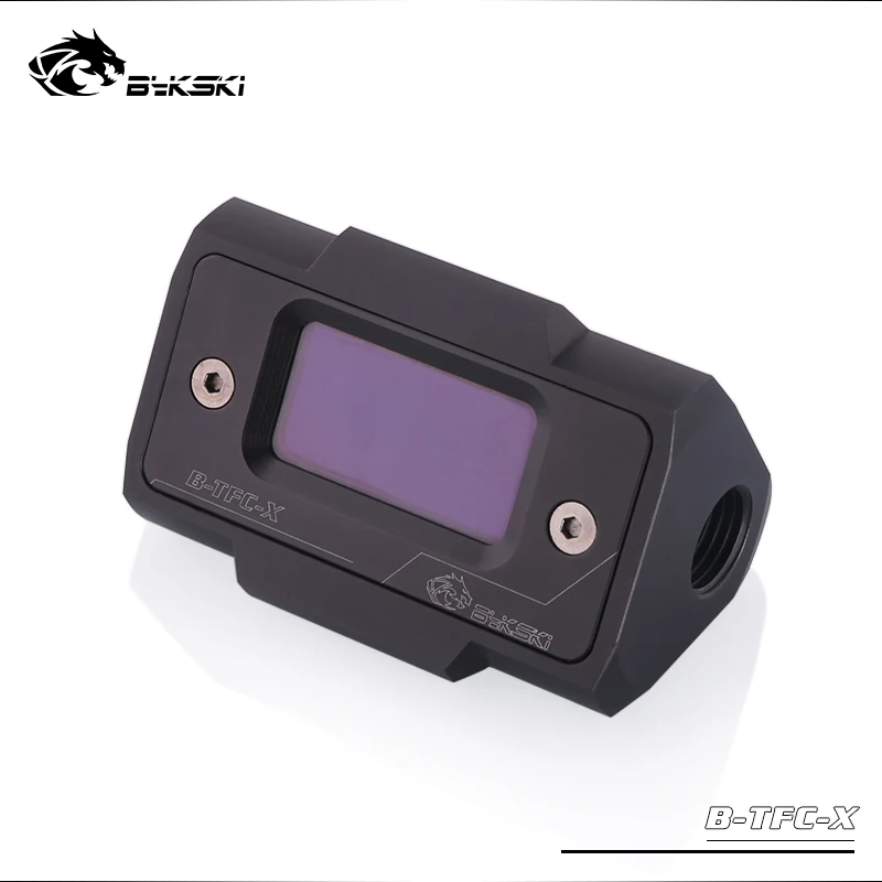 Online Bykski OLED Digital Display Wasserzähler Wasser Kühler System Doppel G1 4   Fluss Sensor Fitting