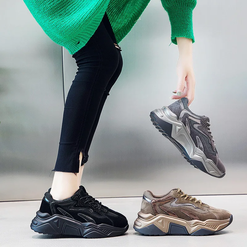 

Torre Shoes Female 2019 Autumn Shoes With Diamonds Ins Chao Student Super Fire Wild Sports Casual Shoes